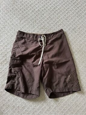 Billabong Men's Brown drawstring Cargo Swim Trunks shorts size 34